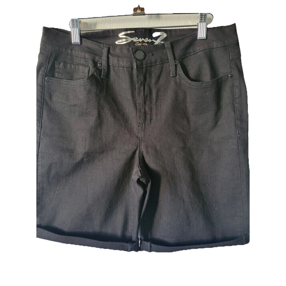 Seven7 Sunset Bermuda Women's Black Denim Shorts Size 12